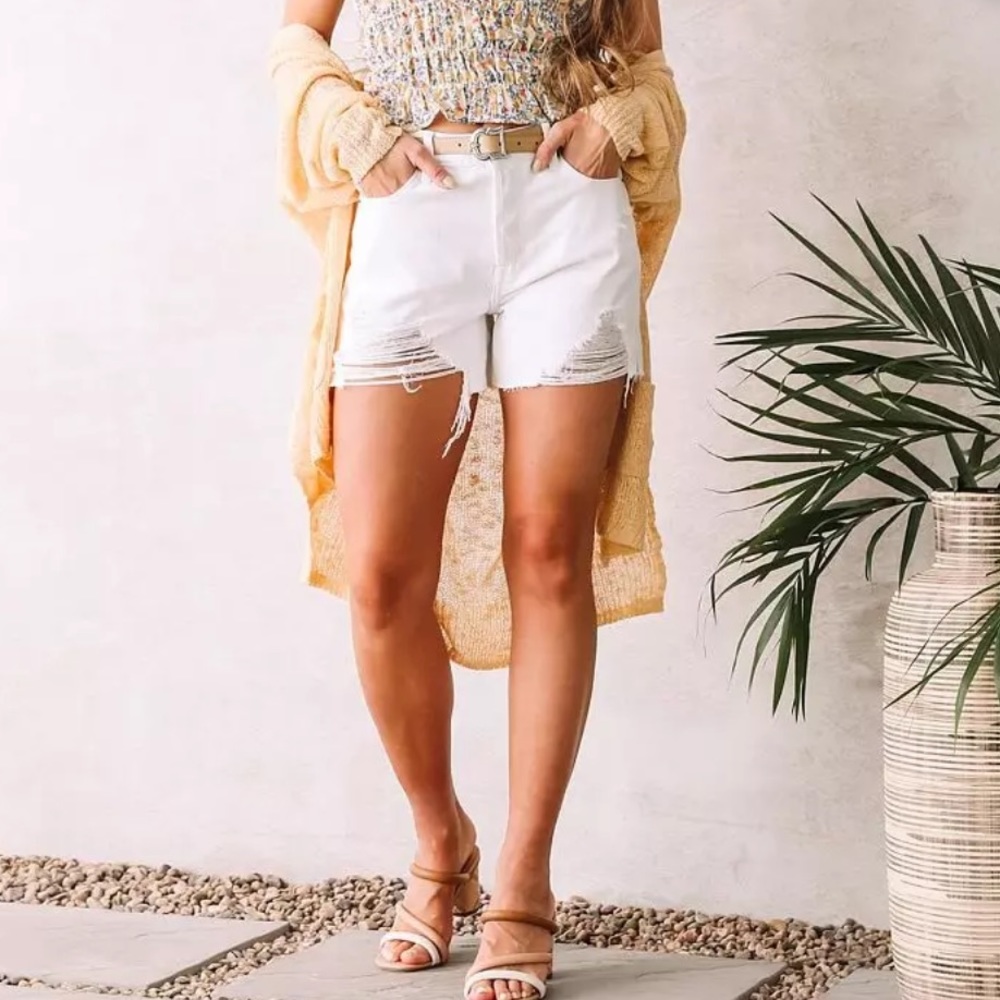 White denim shorts